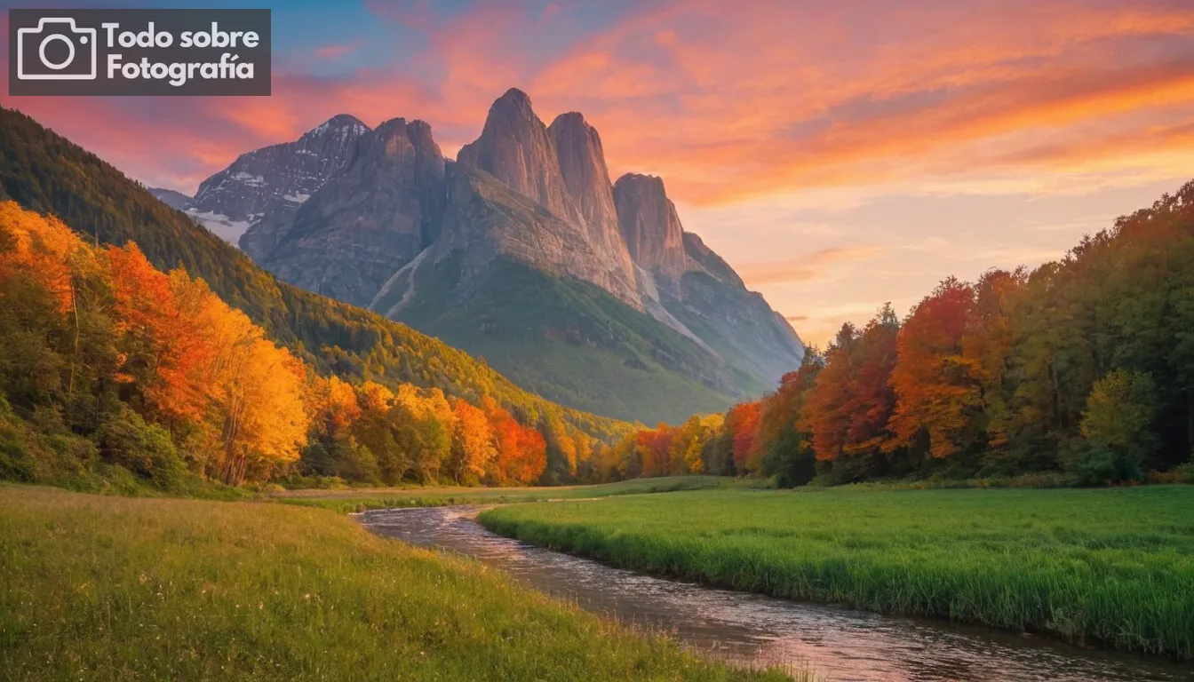 Paisaje de puesta del sol, tonos cálidos, rojos vibrantes y naranjas, azules y verdes frescos, contraste visual, ambiente sereno, cielo claro, tonos sutiles transición Esta descripción evita mencionar texto específico pero sugiere que la imagen debe ilustrar una escena con colores cálidos y frescos para representar visualmente las diferencias mencionadas en el título del artículo