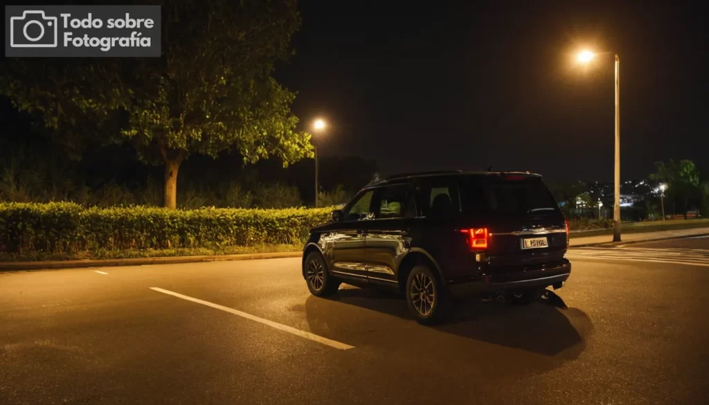 vehiculo con faros iluminados