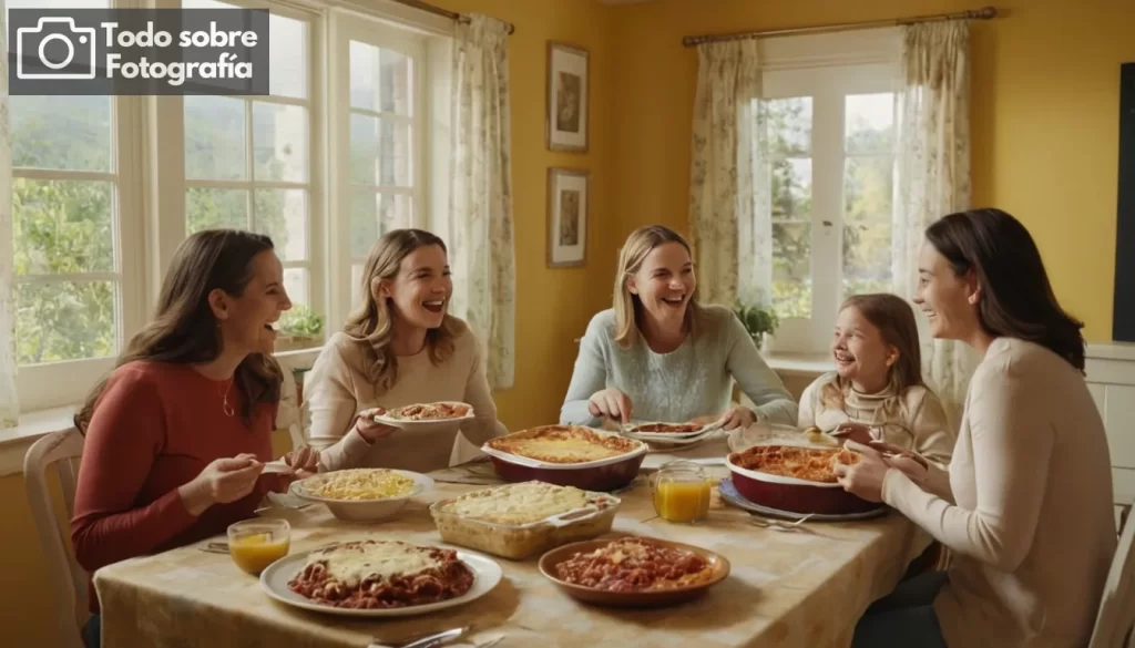 Familia reunida para el almuerzo