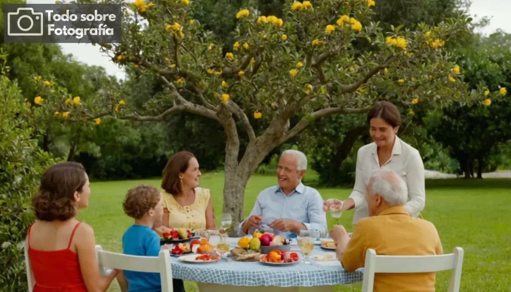 Reunión familiar para una comida