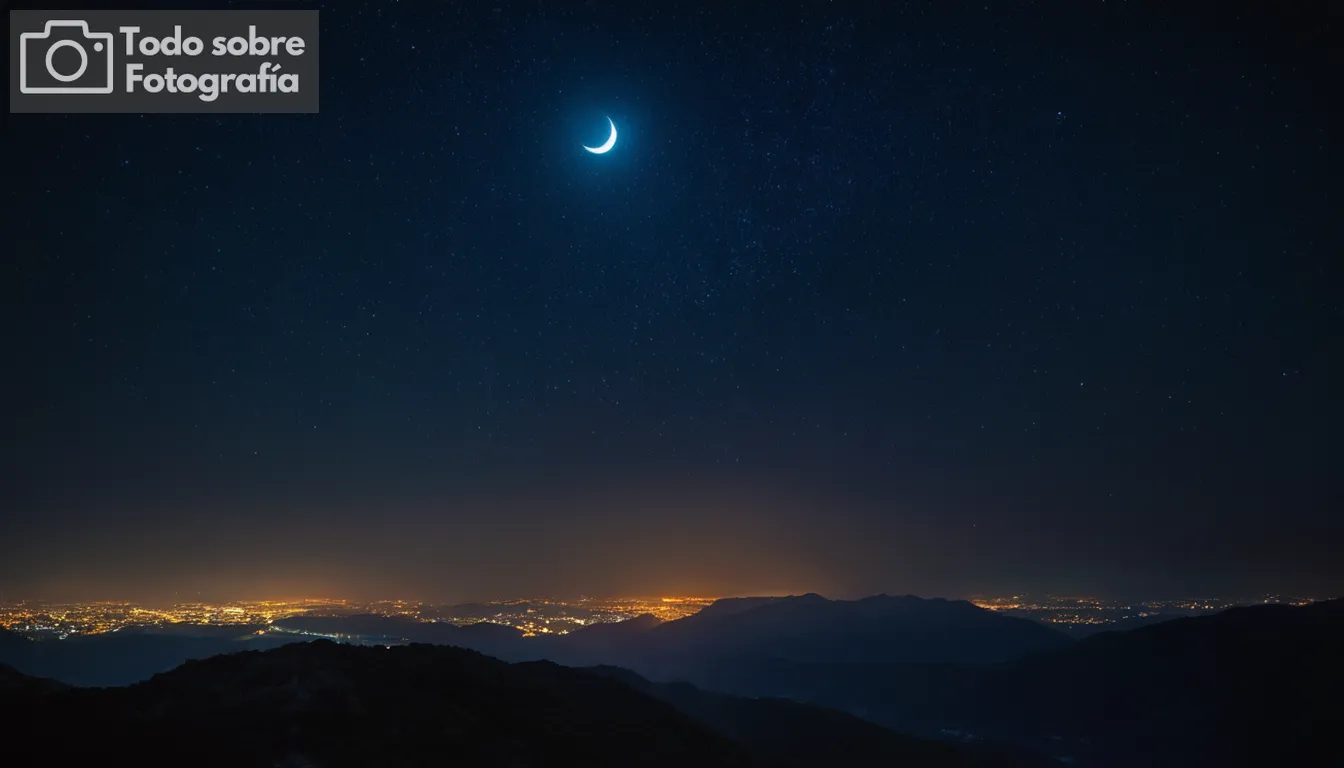 1 Cielo nocturno lleno de estrellas y una luna crescente2 Telón oscuro enfatizando contraste3 Uso de colores vibrantes o luces de neón para el atractivo visual4 Temas subtly iluminados para crear intriga5 elementos de primer plano que conducen el ojo hacia adelante6 Balance entre sombras y luz para el ajuste de humor