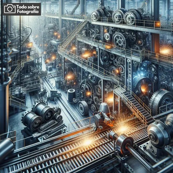 Imagen de una fábrica con maquinaria industrial en funcionamiento