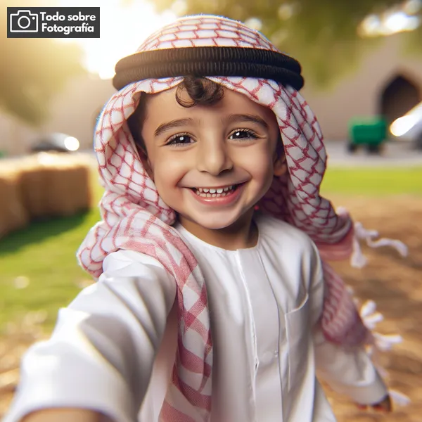 Fotografía de un niño sonriendo y jugando en el parque, capturando la pureza y espontaneidad de la infancia.