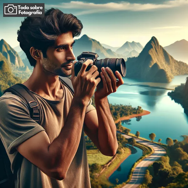 Imagen de un fotógrafo capturando paisajes durante un viaje, utilizando diferentes técnicas y consejos para lograr fotografías impactantes y memorables.
