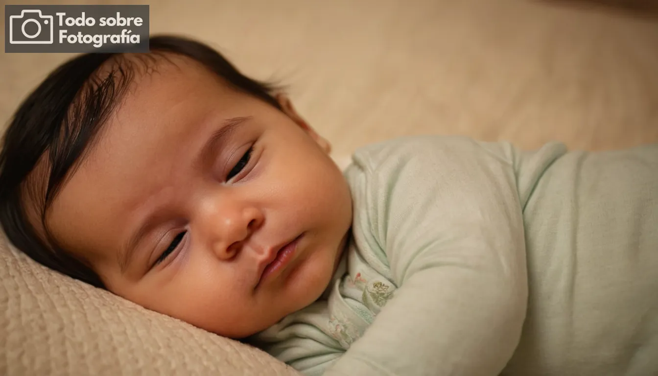 bebé recién nacido durmiendo tranquilamente, ropa de cama suave, iluminación suave, expresión serena, padres que sostienen cariñosamente, acogedor entorno de guardería, colores cálidos, ambiente relajado