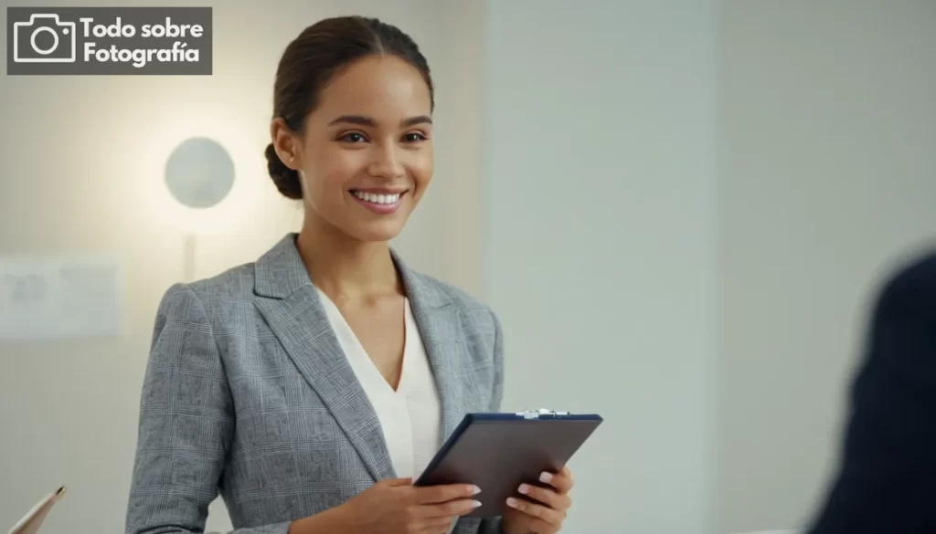 Mujer joven sonriendo con confianza